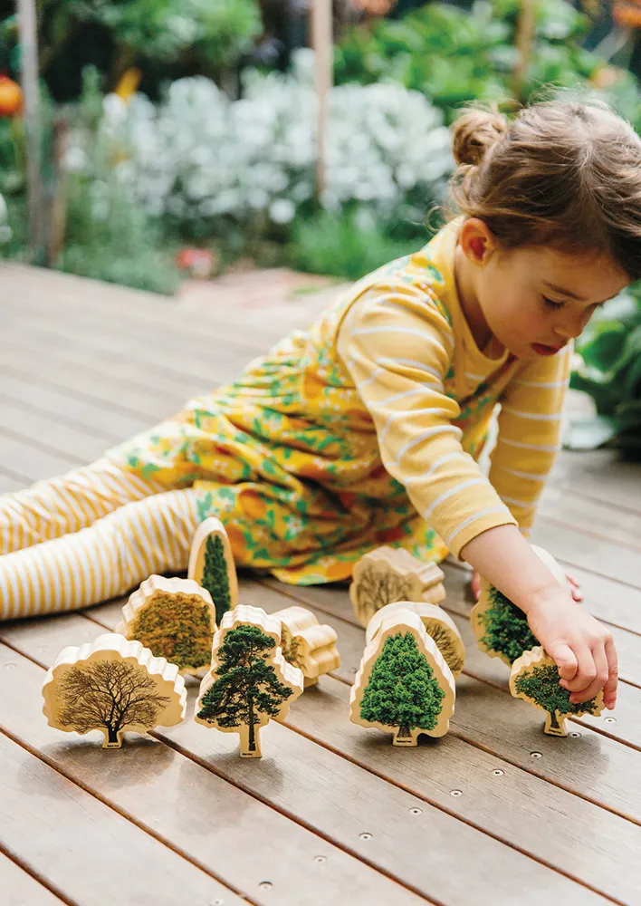 Jahreszeiten-Bäume aus Holz, 10-tlg.