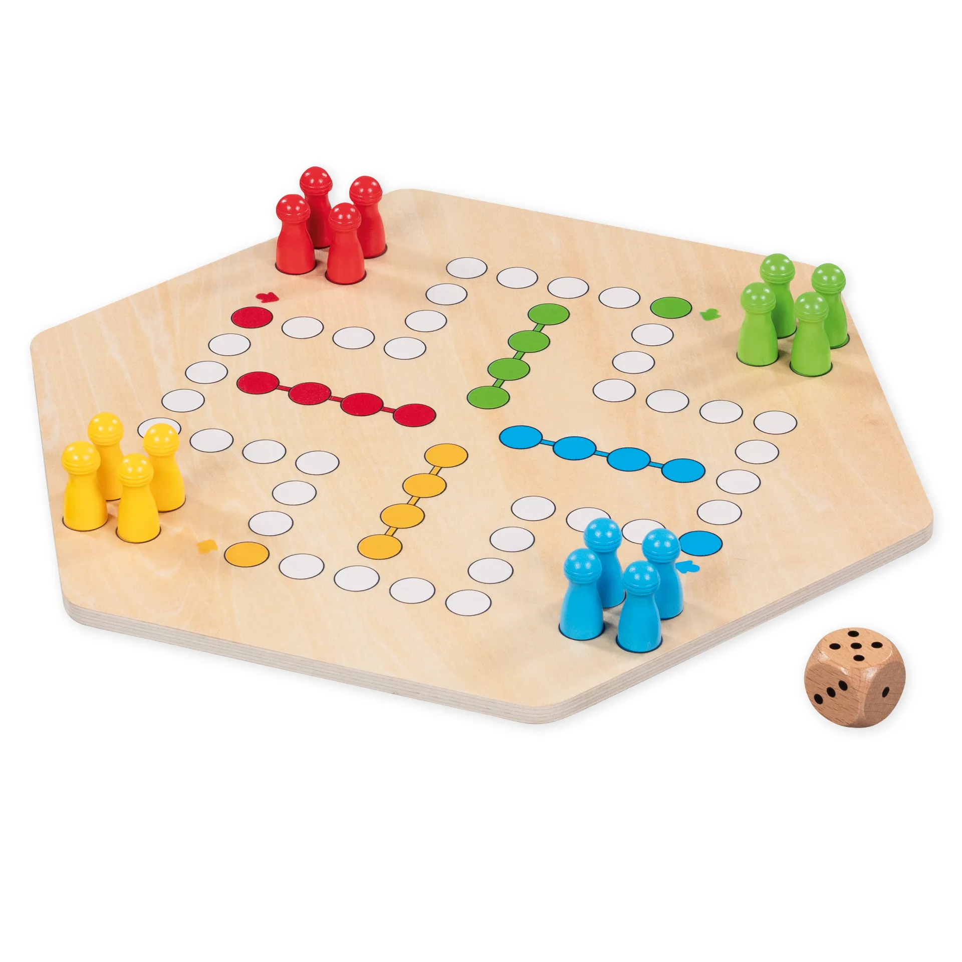 Ludo für bis zu 6 Spieler, beidseitig bespielbar