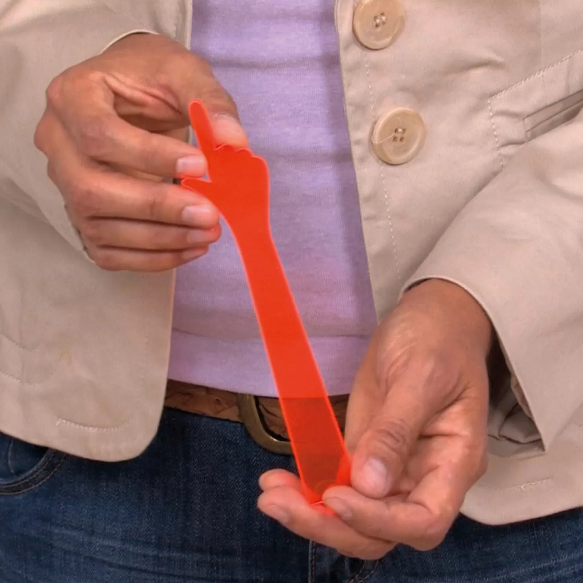 Zeigestab orange "Hand" für OHP-Präsentation