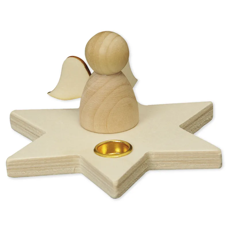Kerzen-Halter "Stern mit Engelchen", 10,5 cm ø