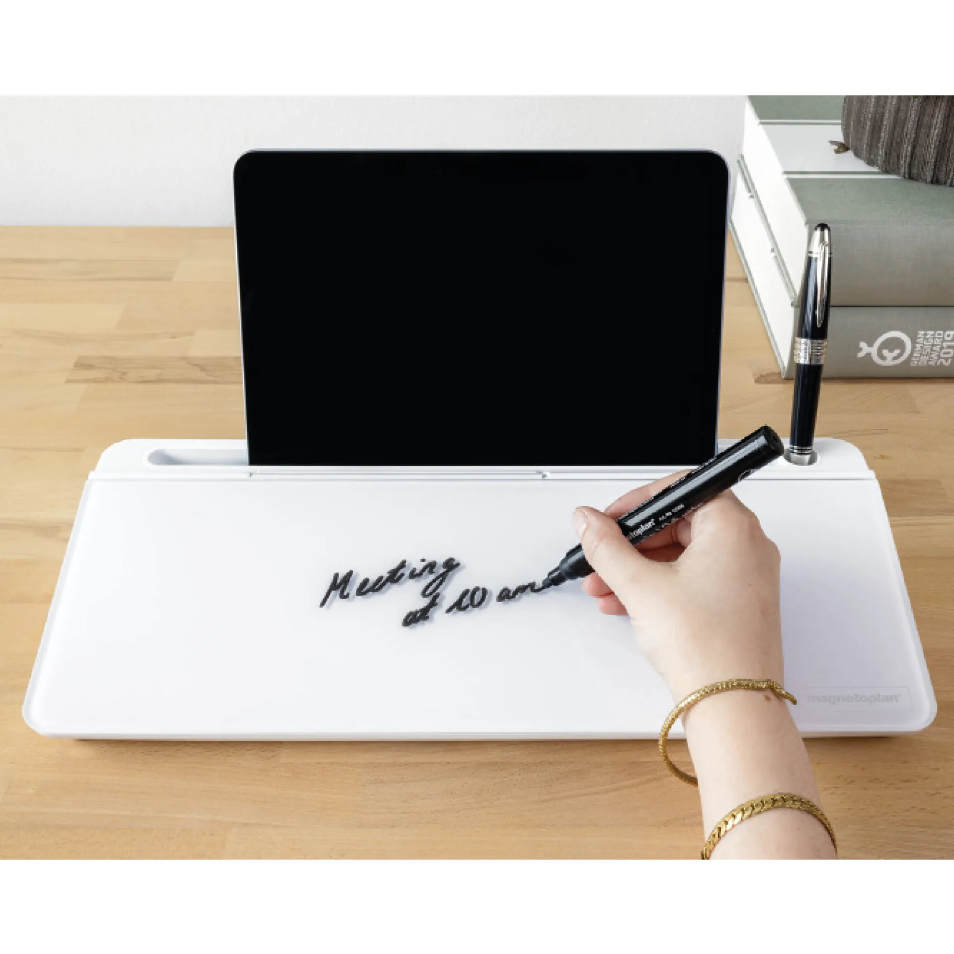 Tisch-Organizer mit beschriftbarer Glasoberfläche, weiß