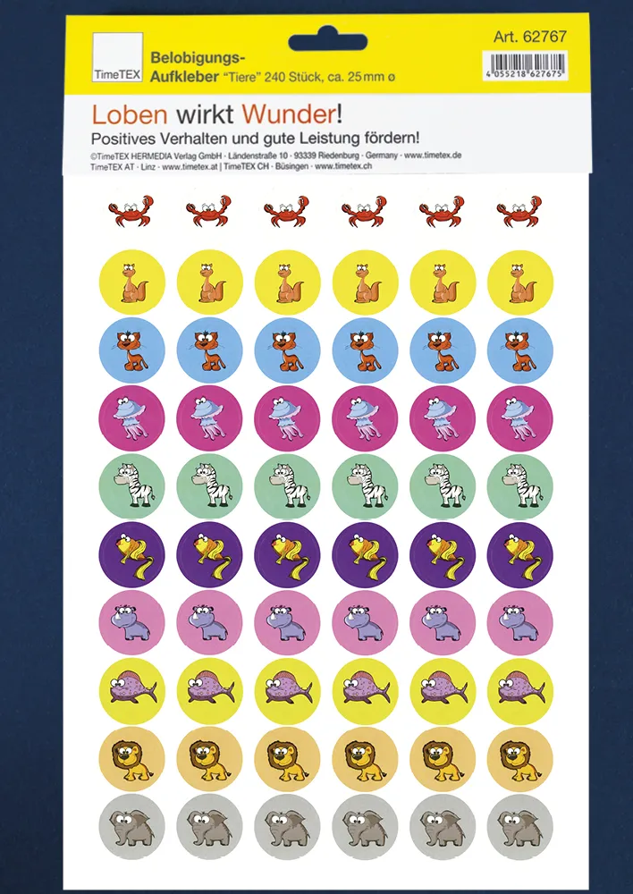 Set Belobigungs-Aufkleber "Tiere", 240 Stück