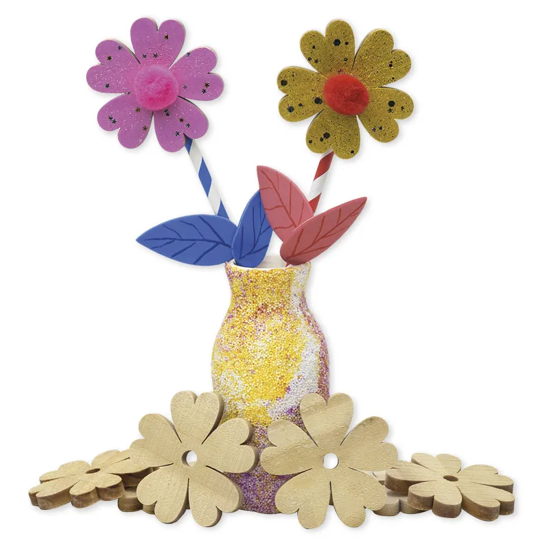 Blumen aus Holz, groß, 20 Stück