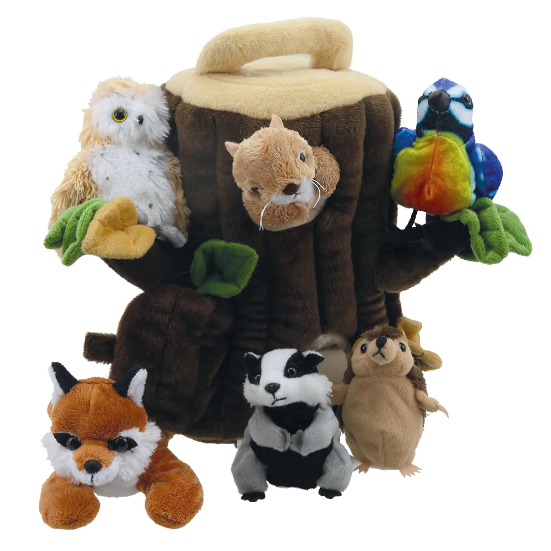 Baumstamm-Haus mit Fingerpuppen-Set, 7-tlg.