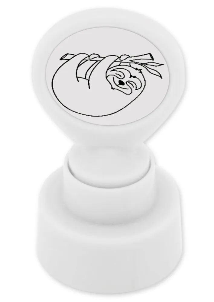 Siebdruck-Stempel "Perpetuum" rund "Faultier"