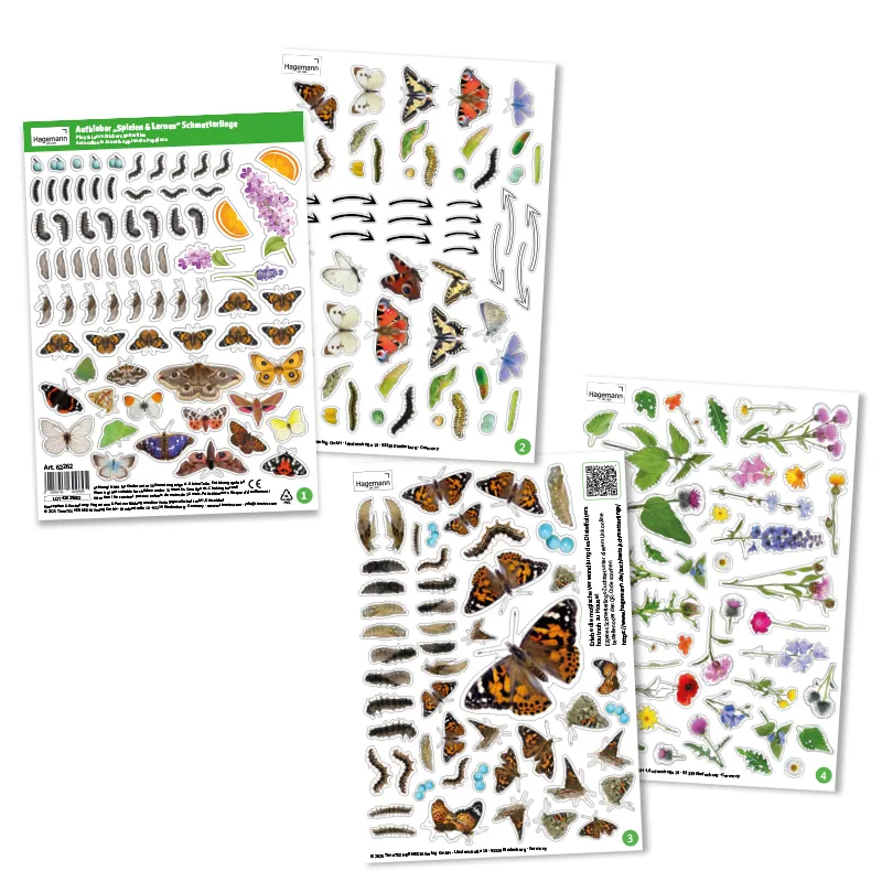 Aufkleber „Spielen und Lernen“ Schmetterlinge, 227-tlg.