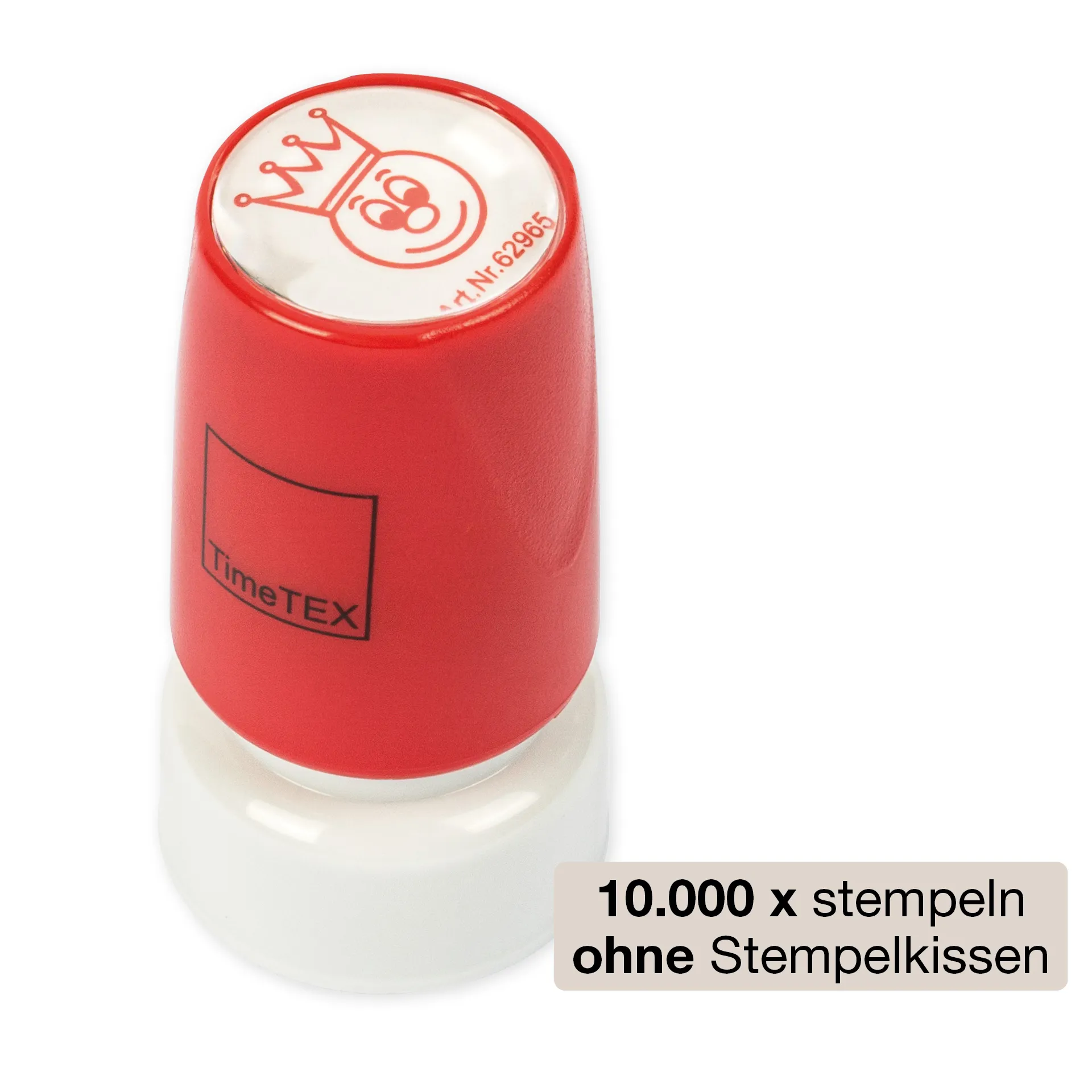 Siebdruck-Stempel "Perpetuum", "Gesicht mit Krone"