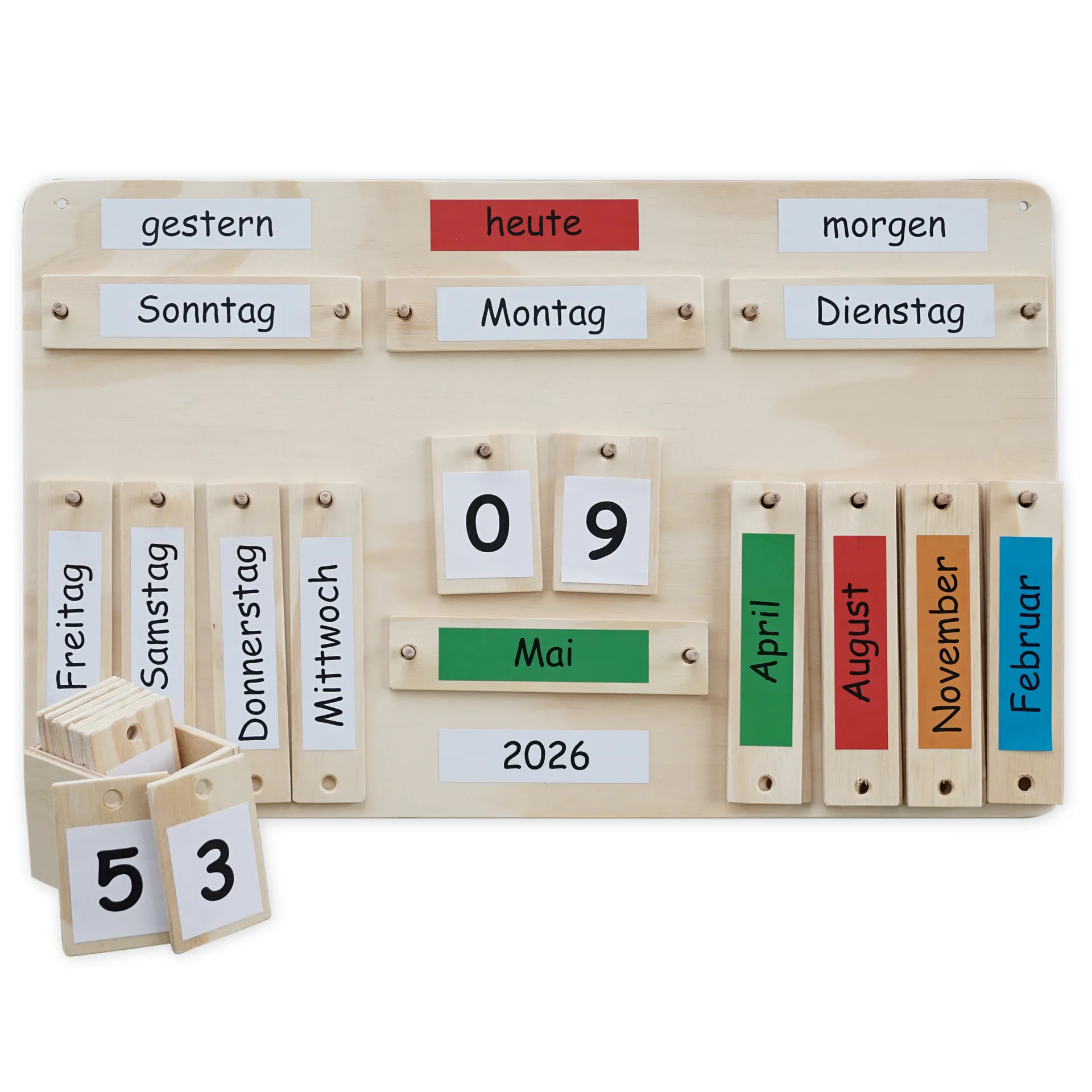 Jahreskalender aus Holz, ca. 38 x 60 cm