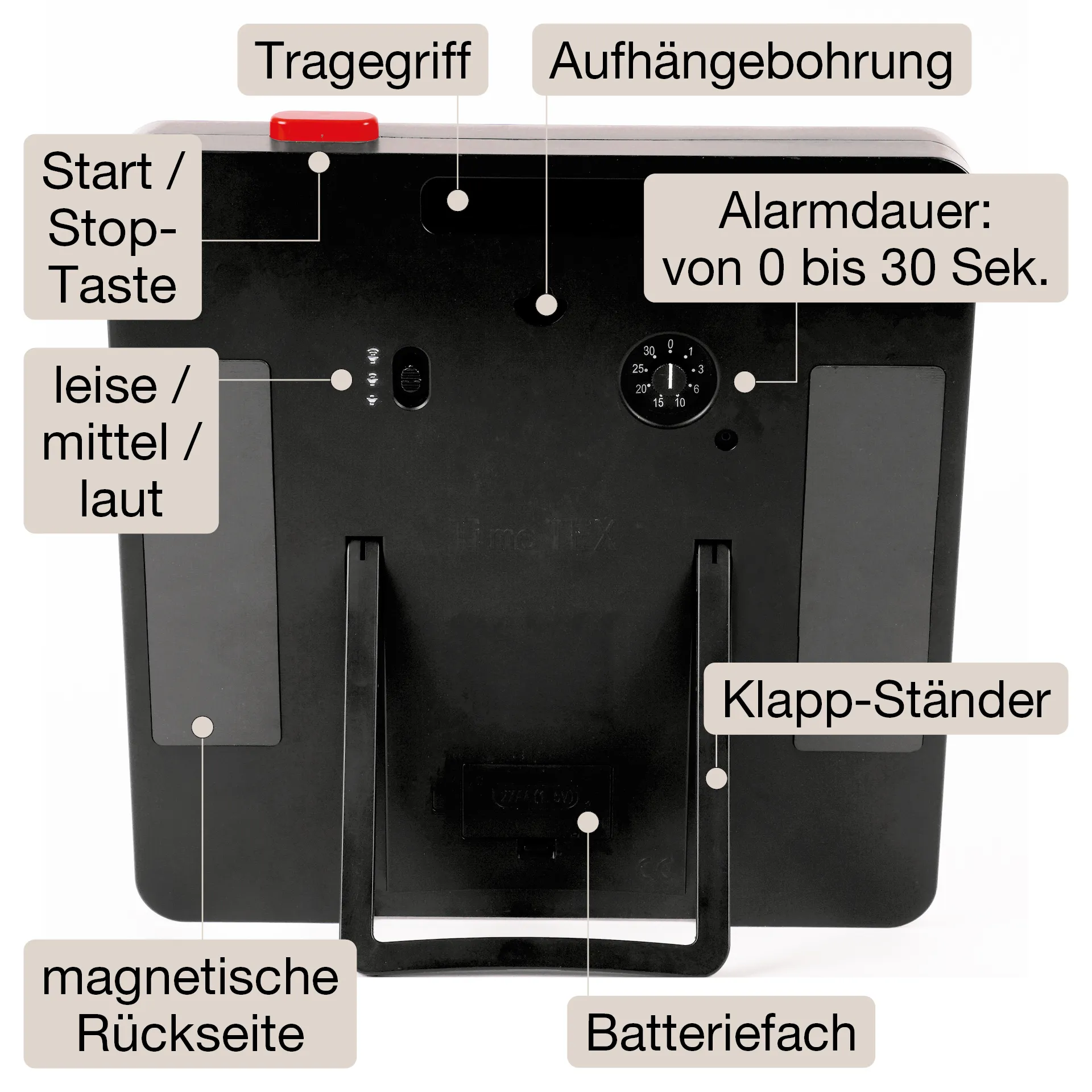 TimeTEX Timer "Countdown" XL, 32x32 cm, mit Ampelscheibe und Pausentaste