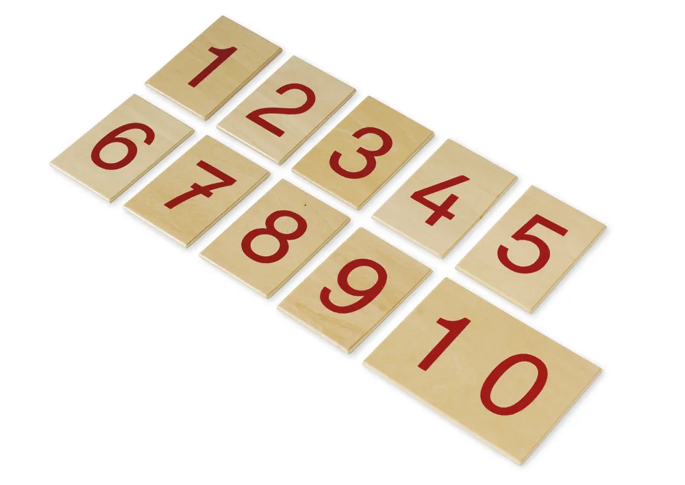TimeTEX Satz Ziffern 1-10 auf Holzbrettchen "Montessori Premium"
