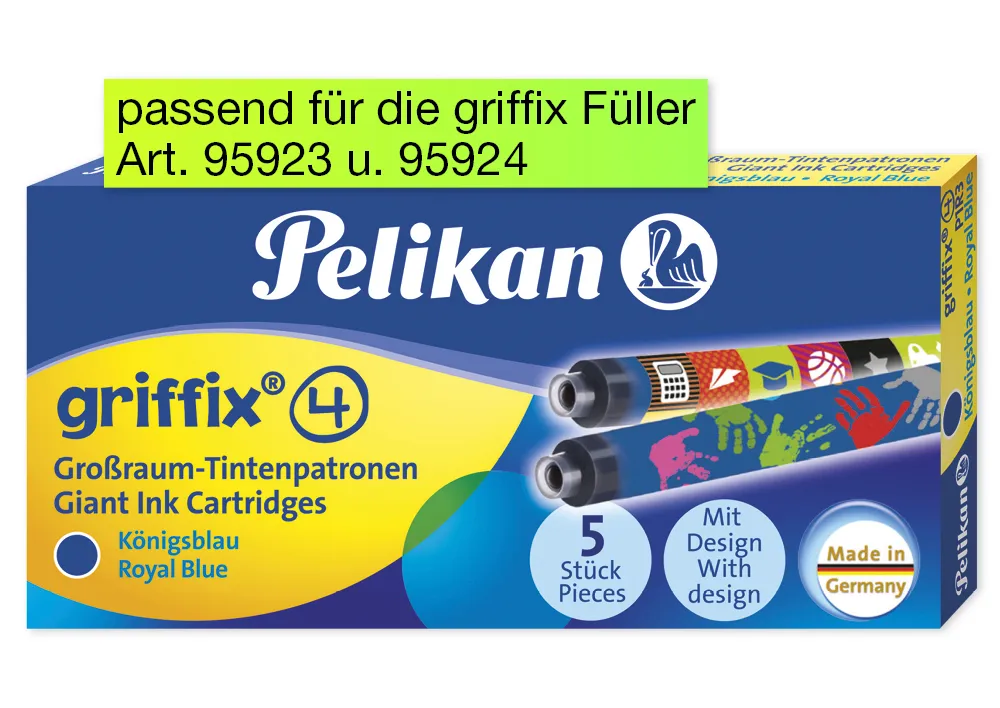Pelikan griffix Großraum Tintenpatronen blau, 5-tlg.