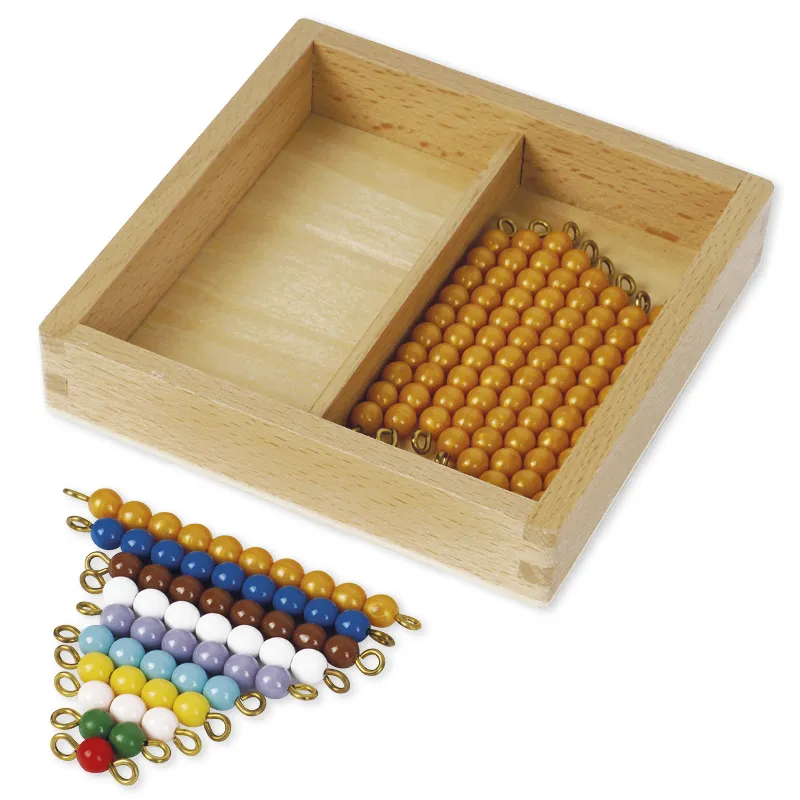 TimeTEX Kasten mit farbiger Perlentreppe und Zehnerstangen, lose Perlen "Montessori Premium"