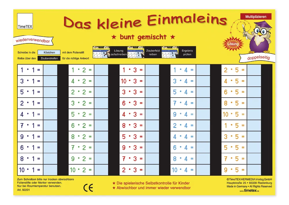 TimeTEX Zaubertafel "Mathematik" Kleines 1x1