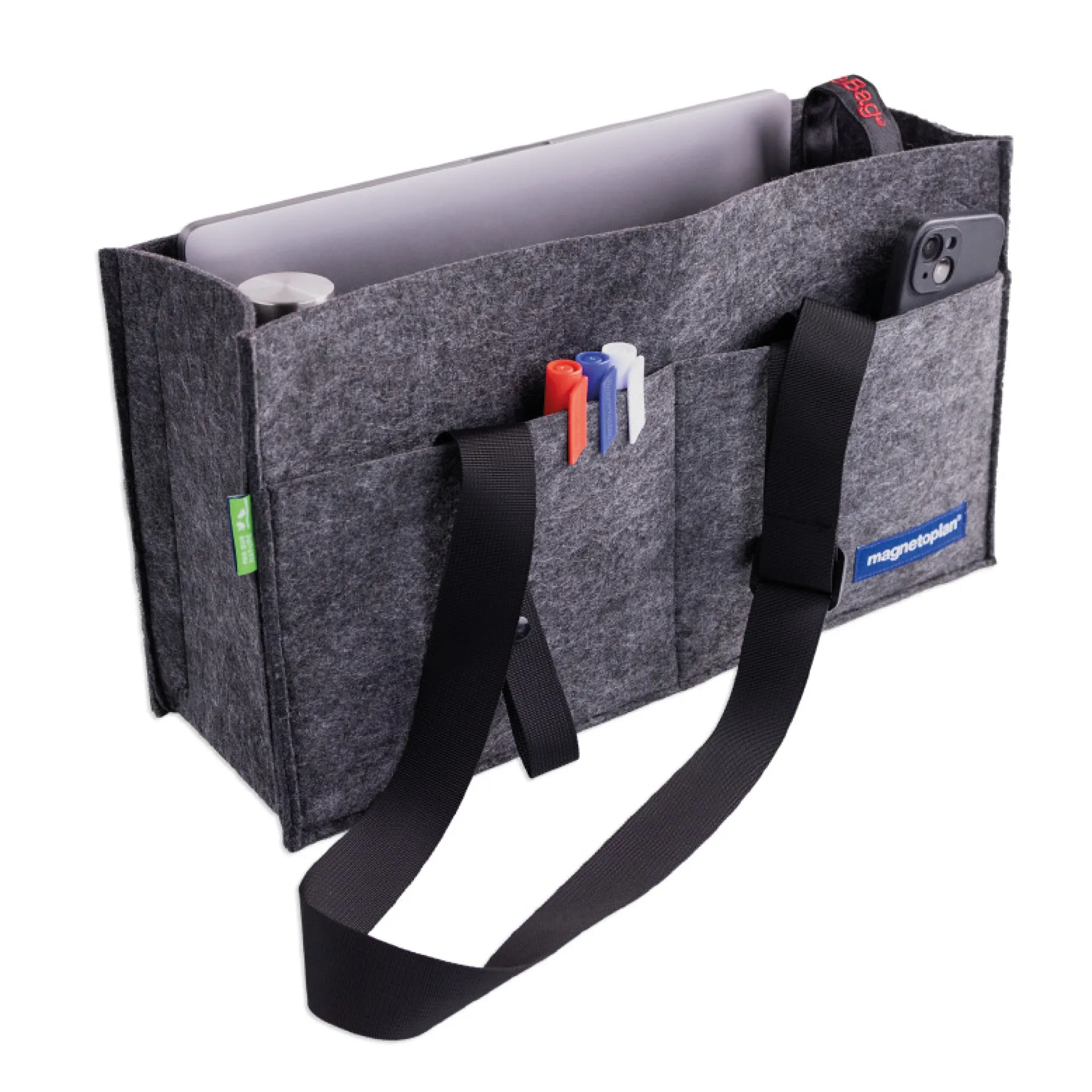 Fächer-Tasche aus Filz, faltbar, anthrazit