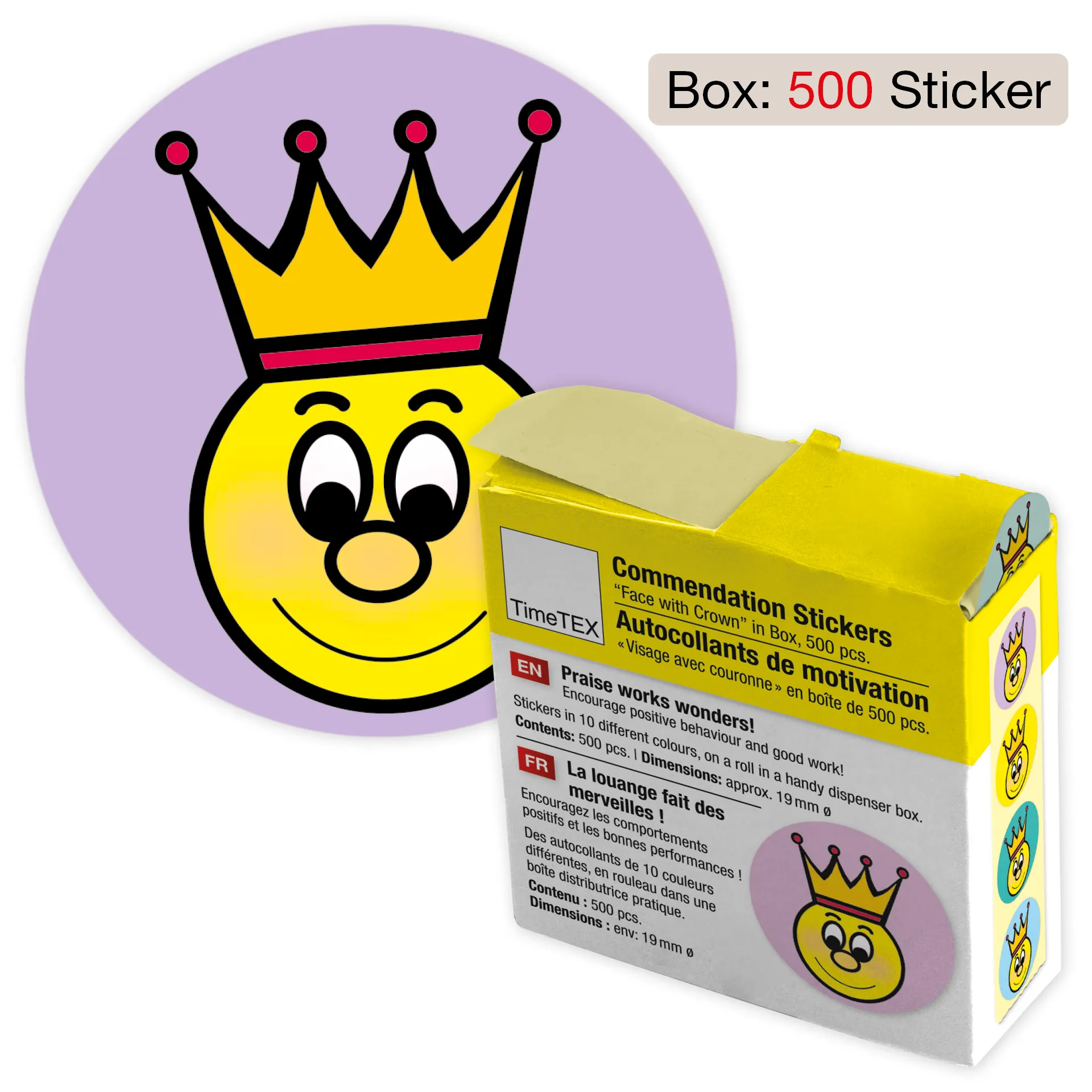 Belobigungs-Aufkleber "Gesicht mit Krone", 440 Stück