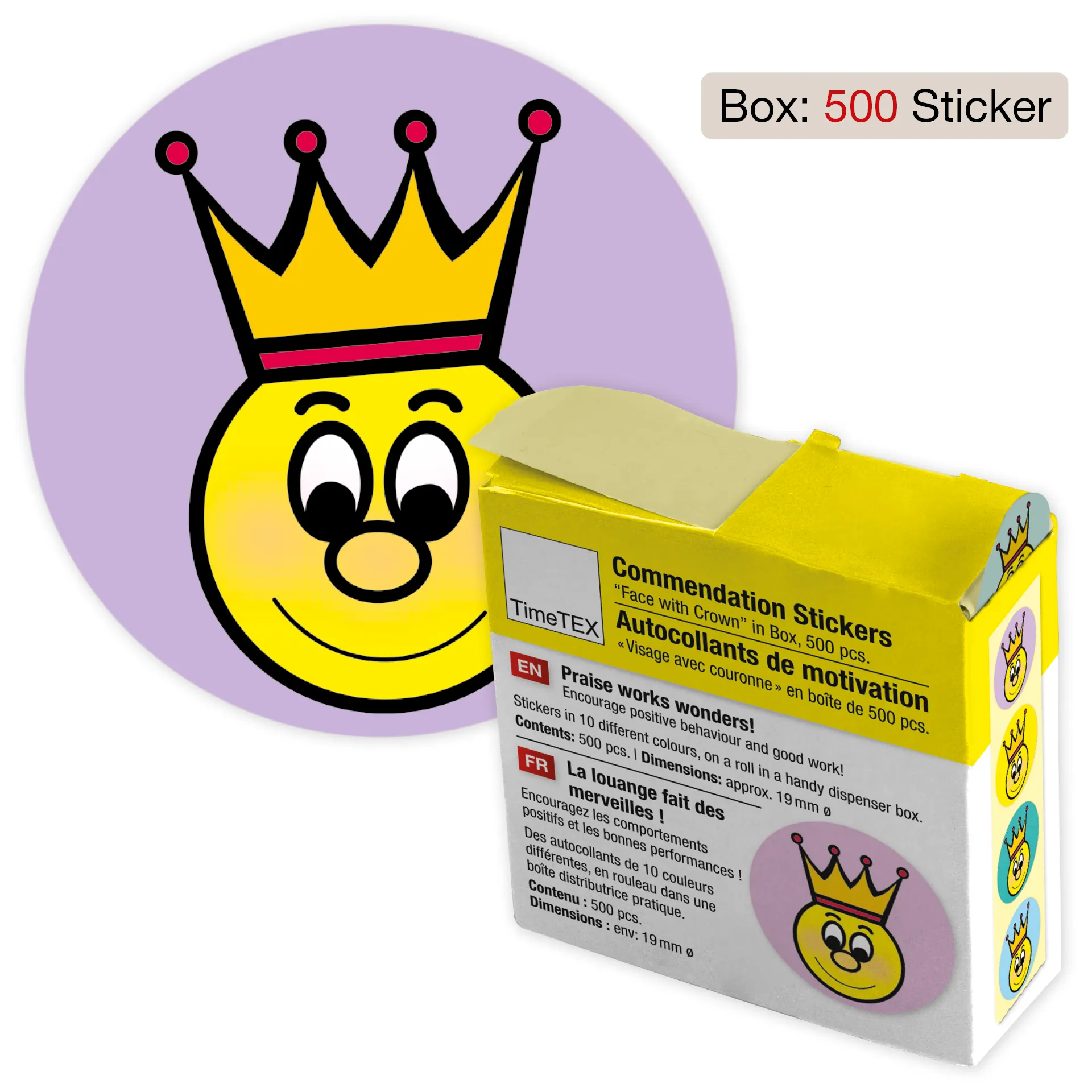 Belobigungs-Aufkleber "Gesicht mit Krone", 440 Stück