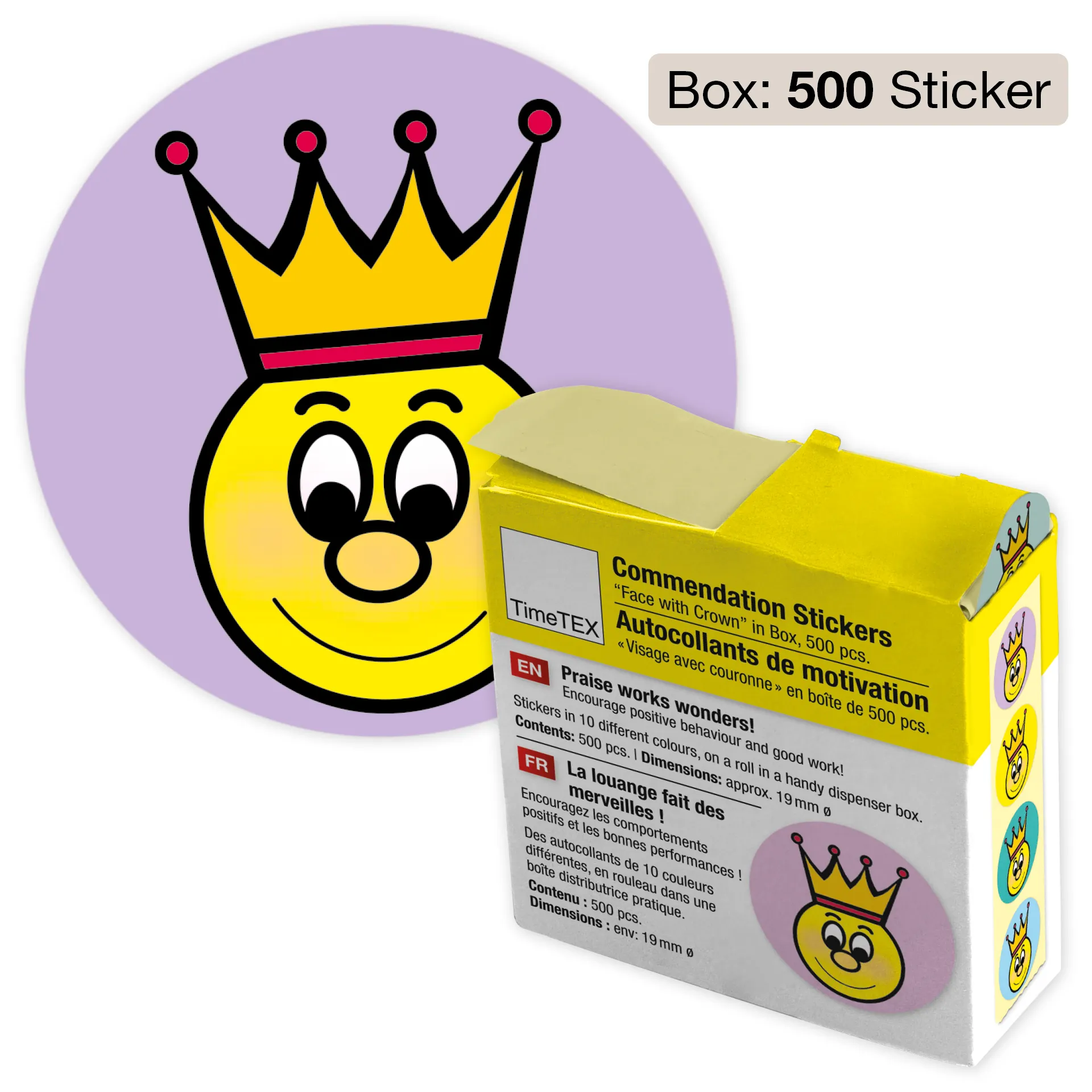 Belobigungs-Aufkleber "Gesicht mit Krone", 440 Stück