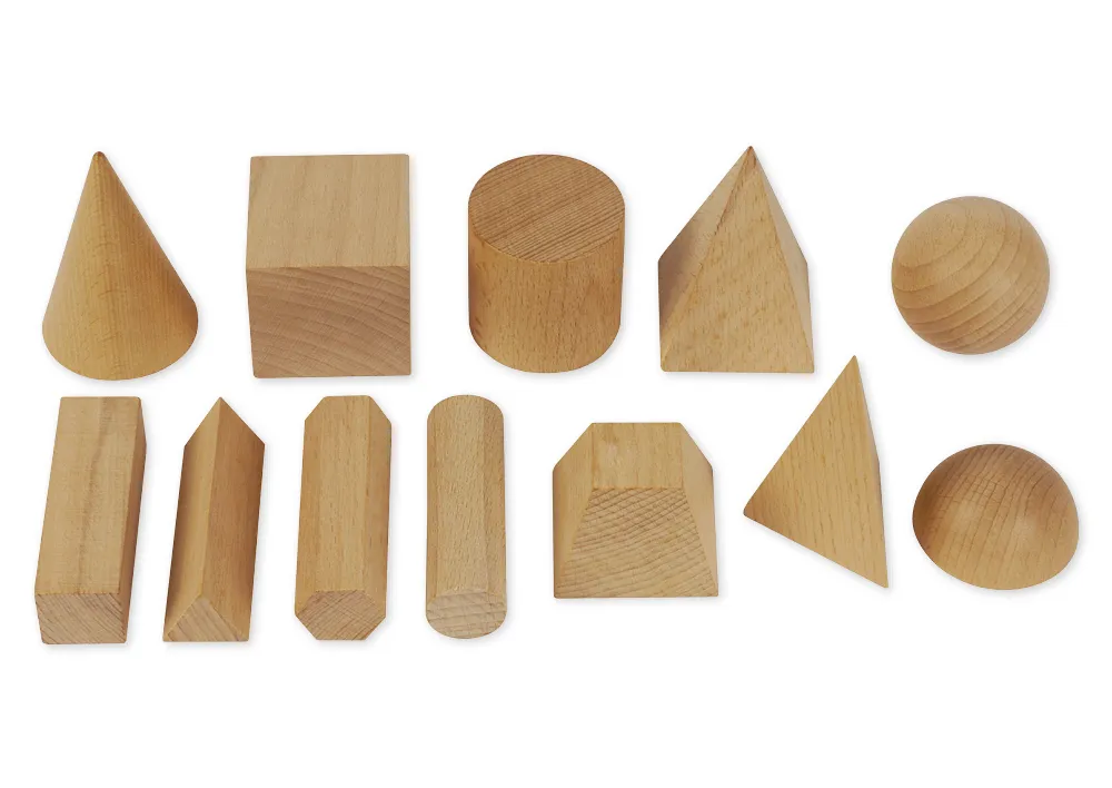 Set Geometrie-Körper aus Holz, 12-tlg. mit Beutel