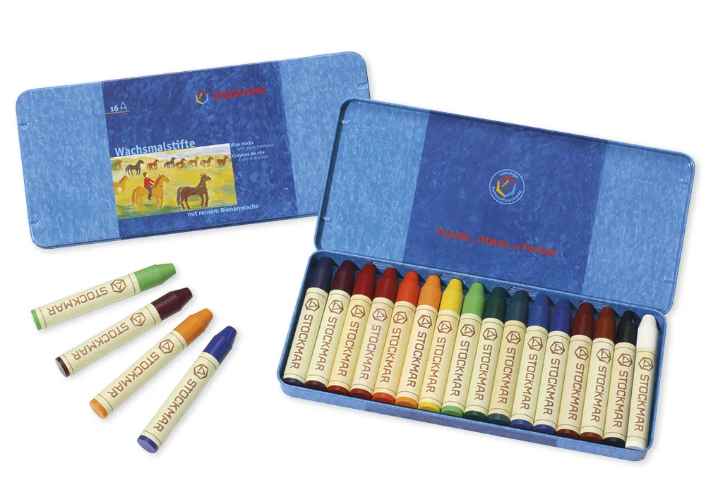 Stockmar-Wachsmalstifte, 16 Farben im Metalletui