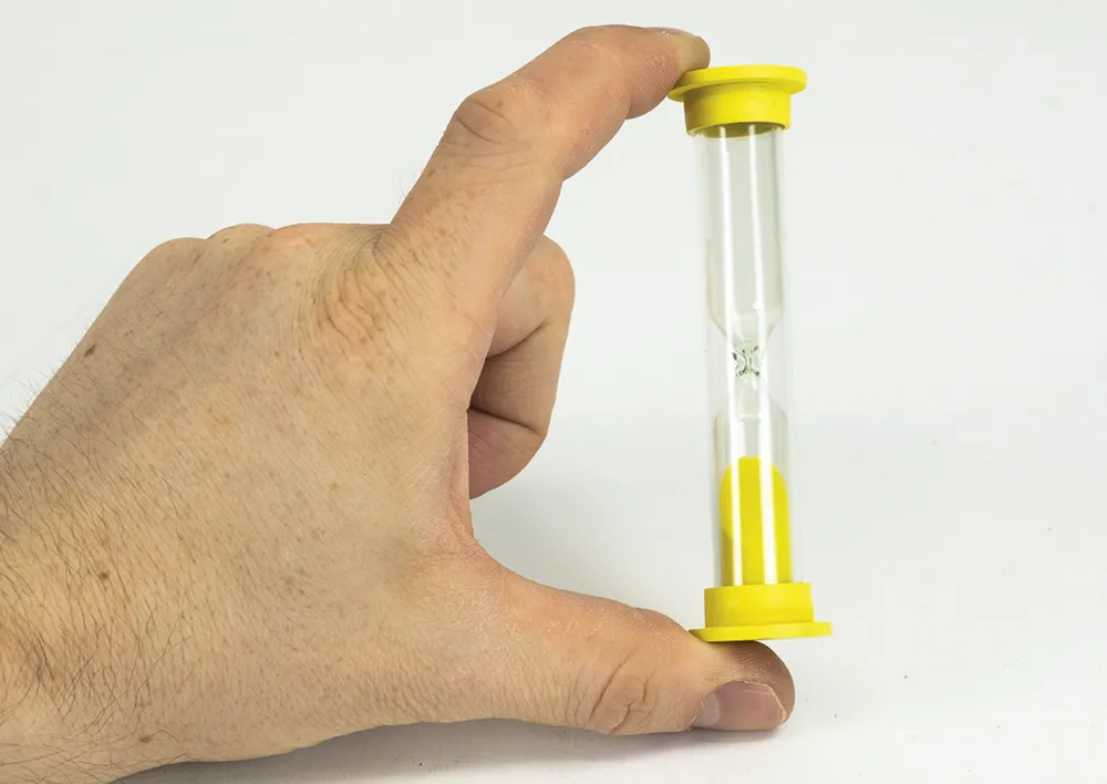 Sanduhren-Set mit Holzkappen 5-tlg., 10cm hoch, 2,5cm ø