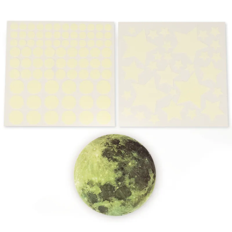 Leuchtsterne und Mond, selbstklebend, verschiedene Größen, 111-tlg.