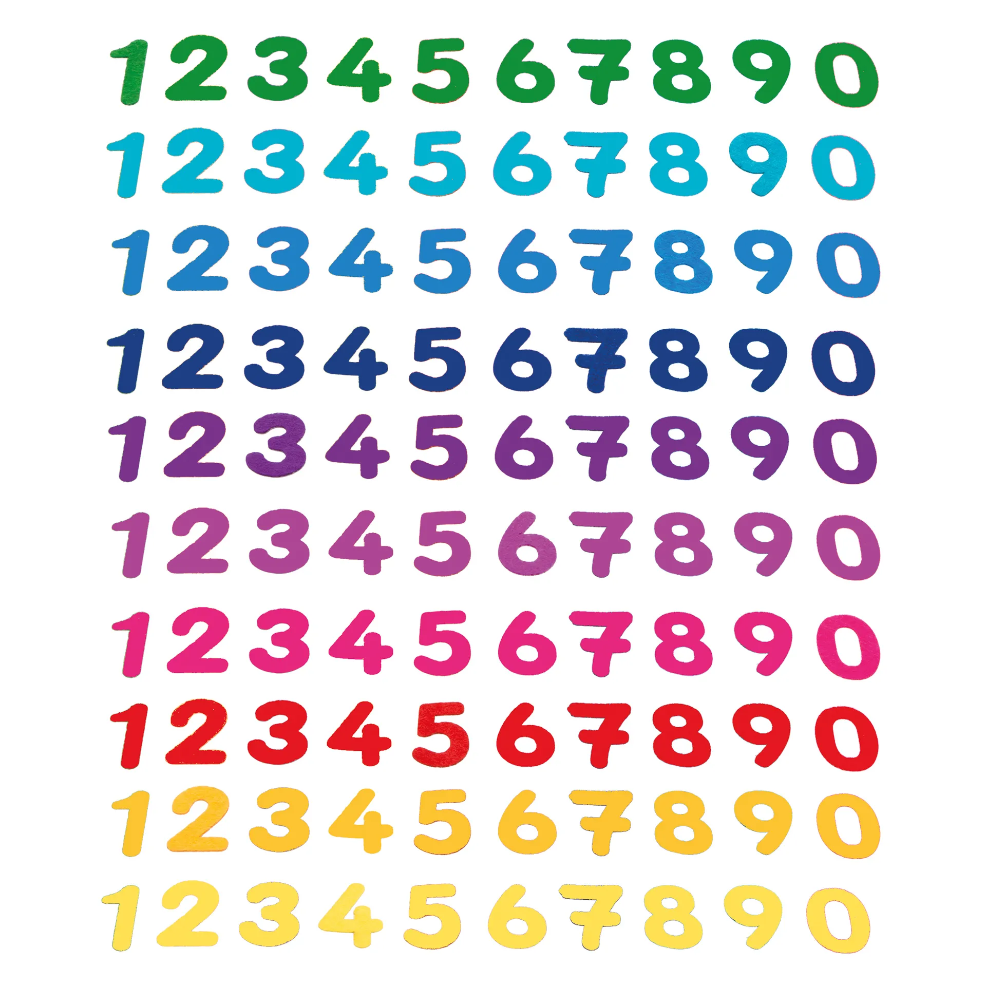 Set Zahlen aus Filz, bunt, selbstklebend, 300 Stück