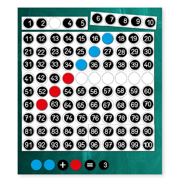 Hunderter-Tafel XXL, magnetisch, ca. 60x60 cm, 172-tlg.