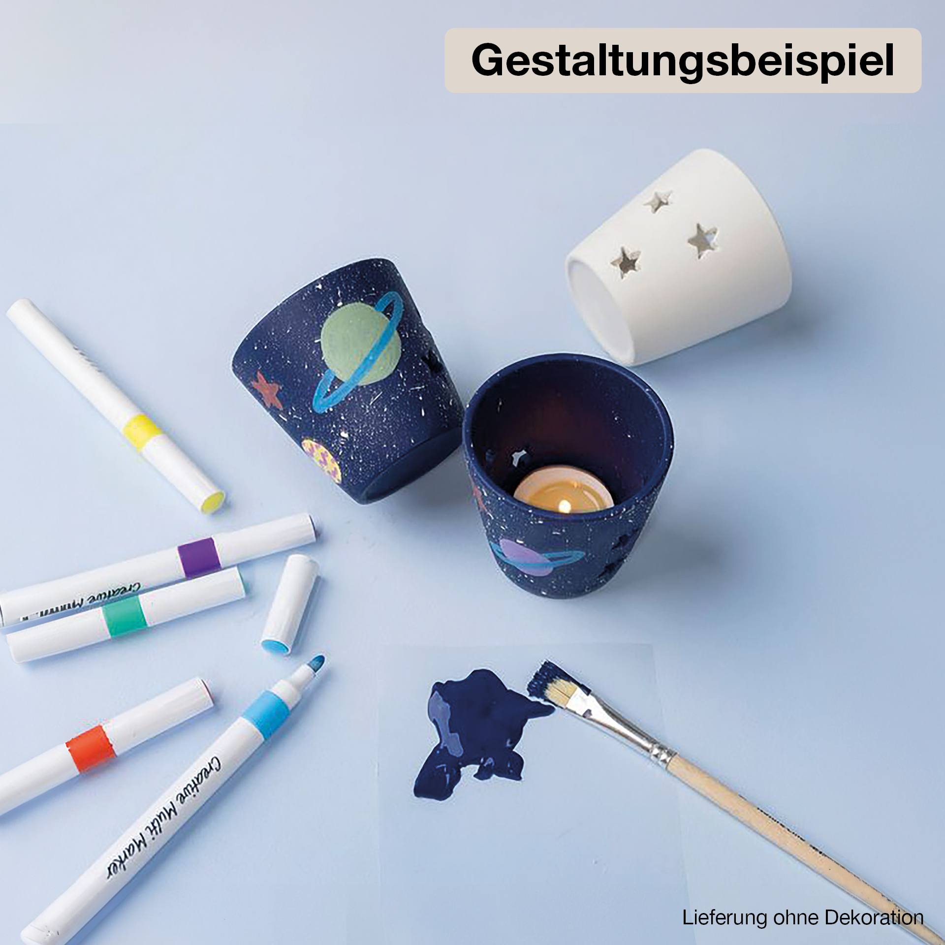 Teelichthalter aus Terrakotta, weiß, 12 Stück