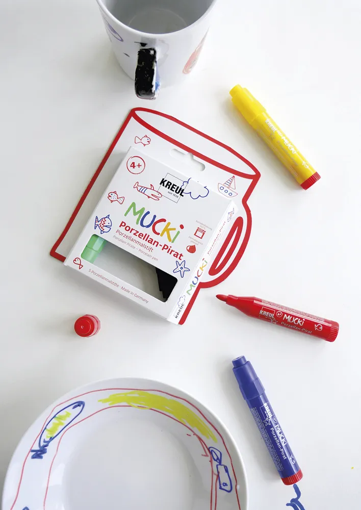 MUCKI Porzellan-Stifte kurz, Strichstärke 2-5 mm, 5 Stück