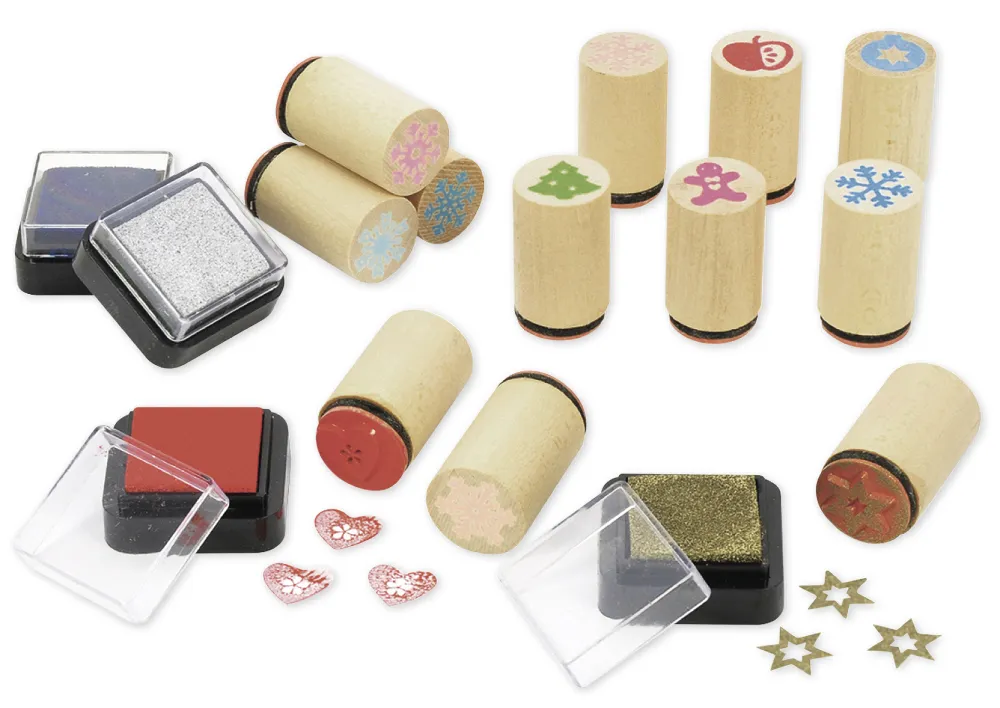 Set Mini-Holzstempel "Weihnachten", 16-tlg.