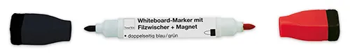 Whiteboard-Marker Doppelspitze mit Filzwischer + Magnet