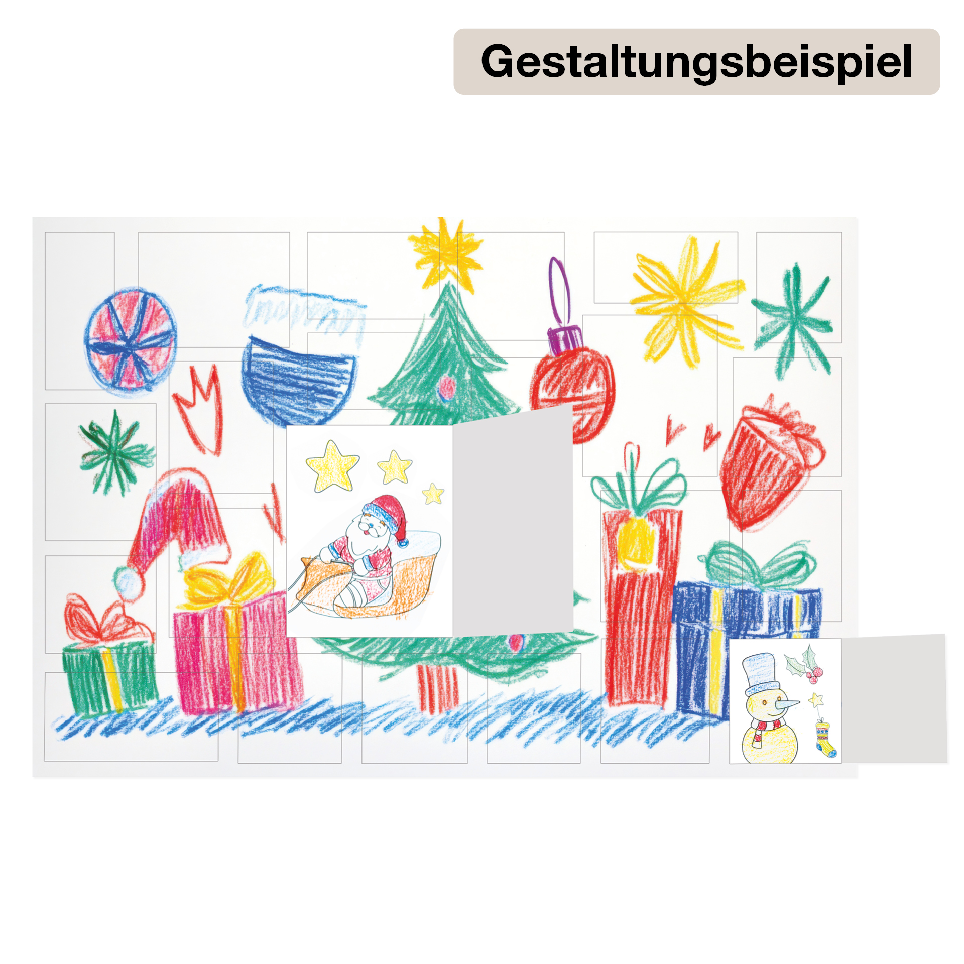 Blanko Adventskalender aus Karton, A3, mit vorgestanzten Türchen, 5 Stück