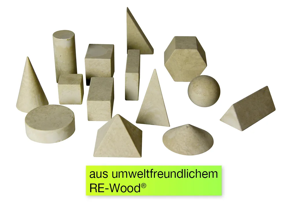 Set Geometrie-Körper massiv, naturfarben, 14-tlg. im Karton