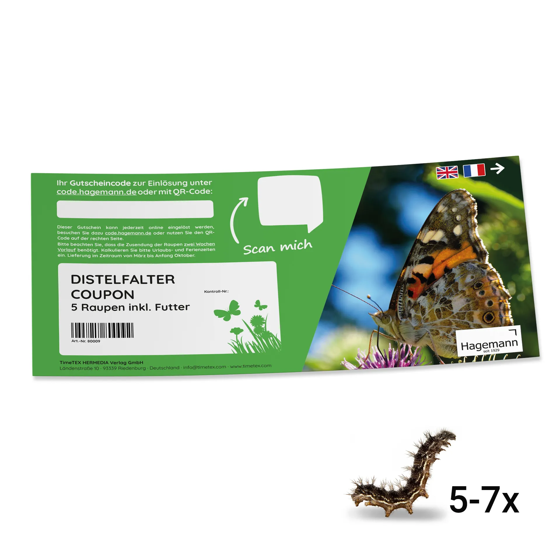 Hagemann Raupengutschein für Schmetterlingszucht (5-7 Raupen)