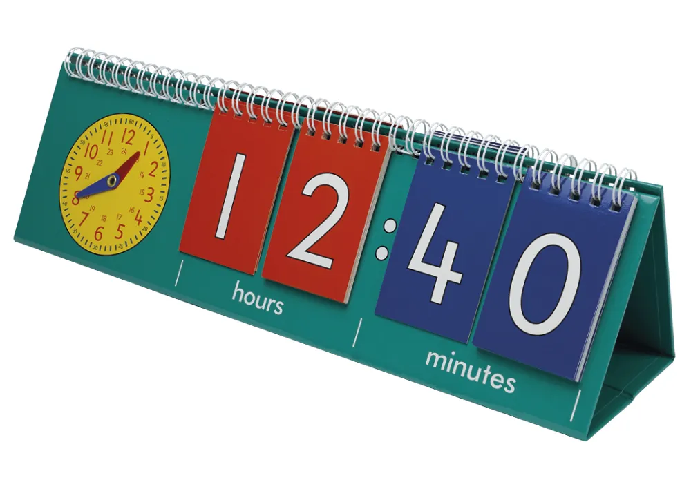 Klappen-Flipchart aus Pappe, Uhrzeit mit Analoguhr
