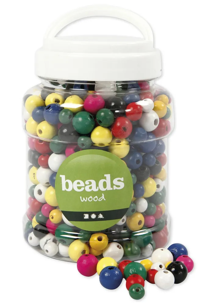 Holzperlen rund, 8-12 mm ø, ca. 420 Stück