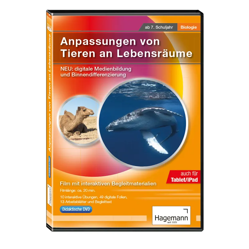 Didaktische DVD "Anpassungen von Tieren an Lebensräume", tabletfähig