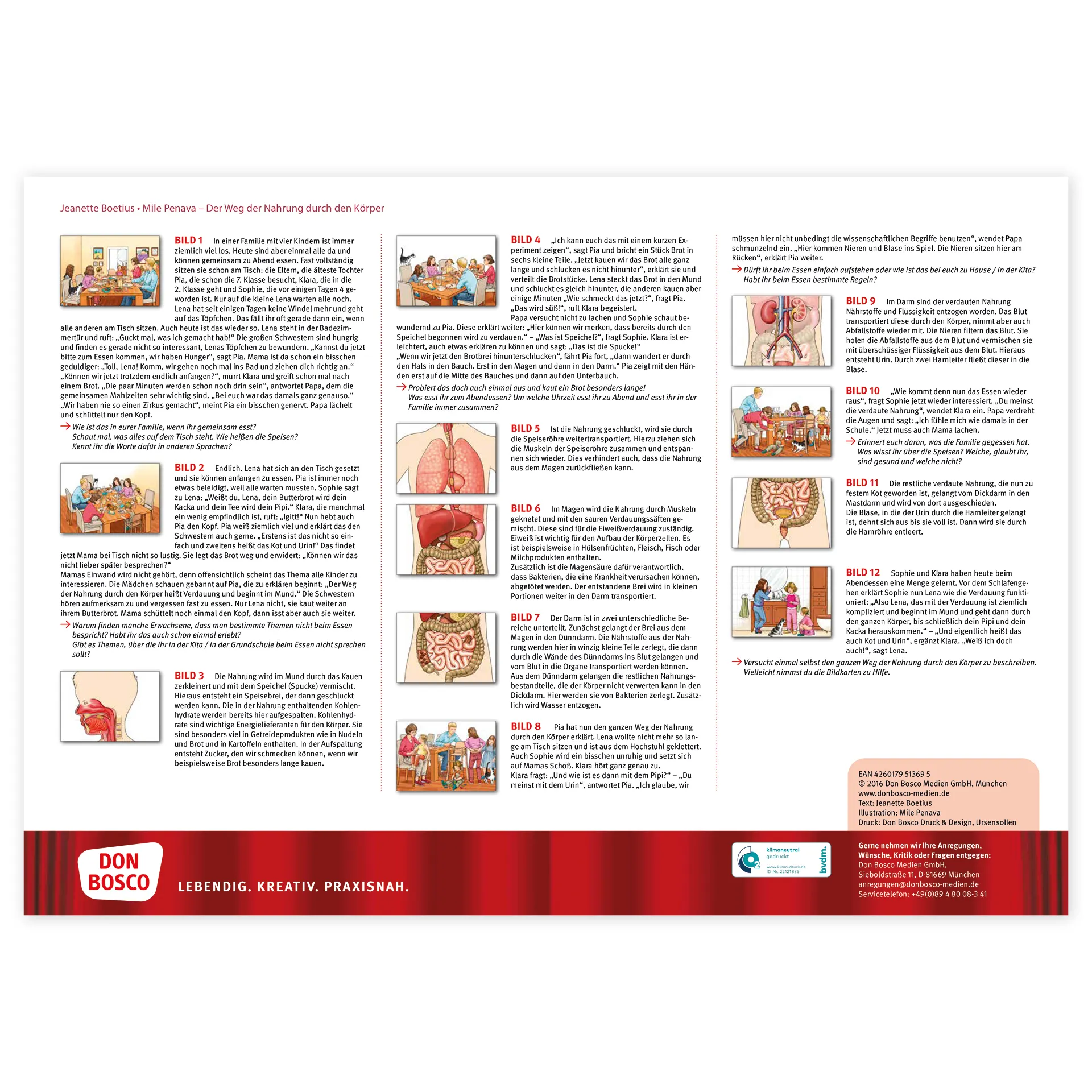 Bildergeschichten-Karten "Der Weg der Nahrung durch den Körper", 12-tlg.