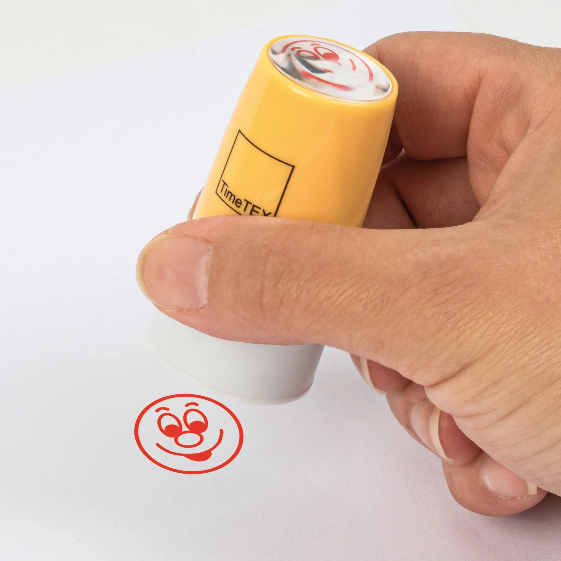 Siebdruck-Stempel "Perpetuum", "Gesicht lachend"