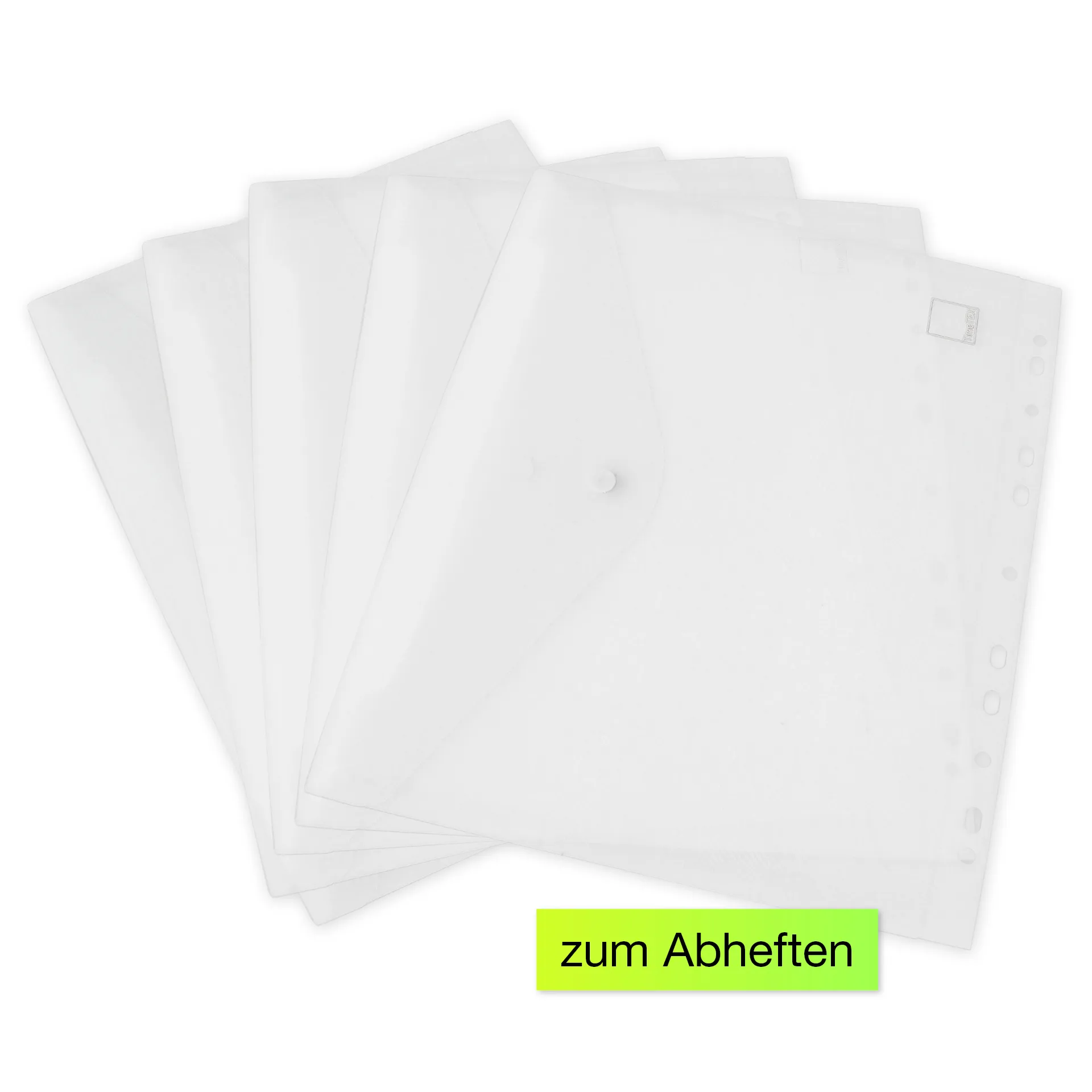 Set Dokumentenmappe A4 zum Abheften, 5-tlg., transparent farblos