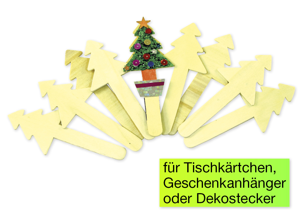Weihnachtsbaum-Holzstecker, 10-tlg.