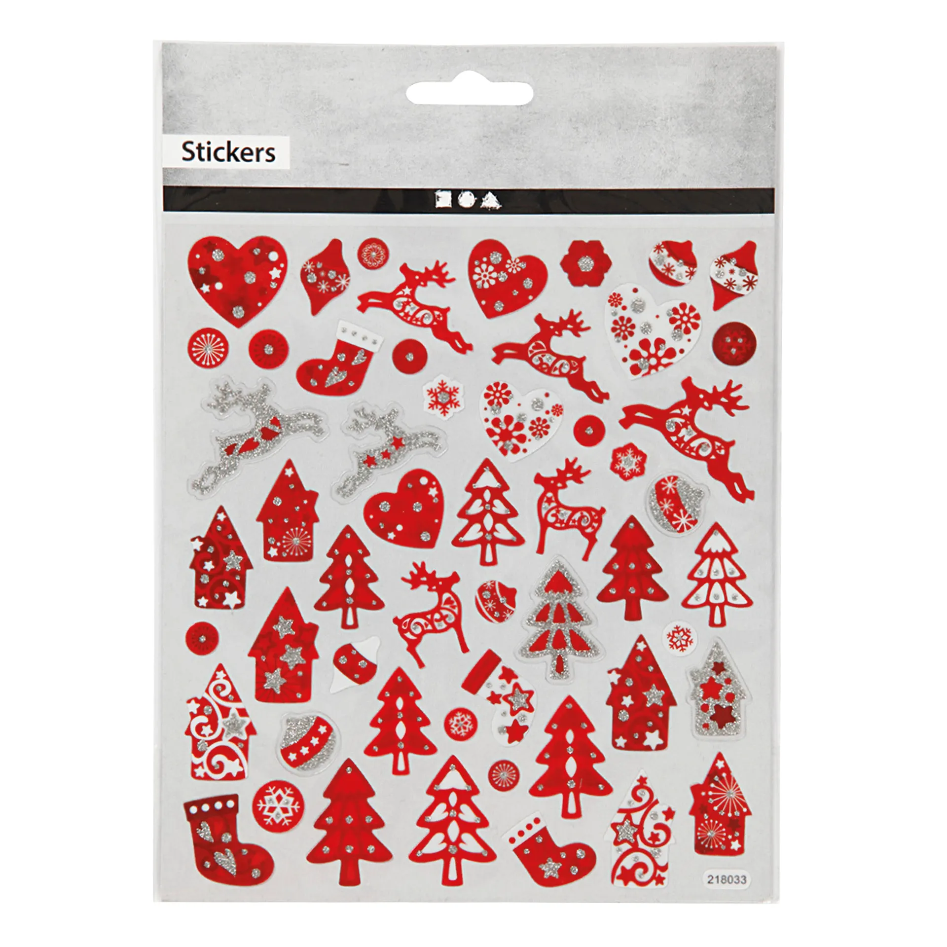 Aufkleber mit Glitzerdetails "Weihnachten", rot/weiß, ca. 54 Stück