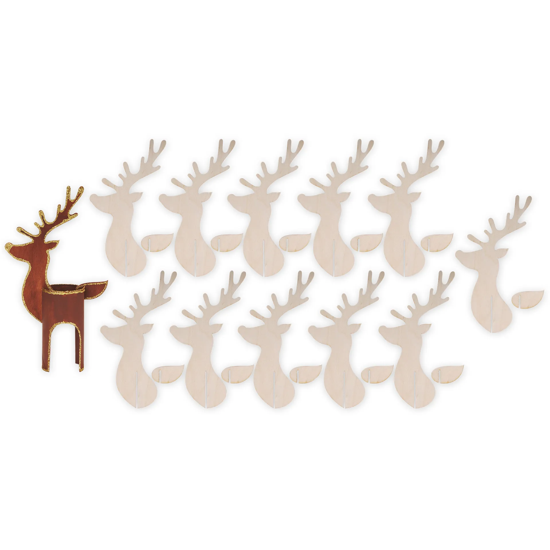 Rentiere Bastelset für Papprollen, 12 Stück, 24-tlg.