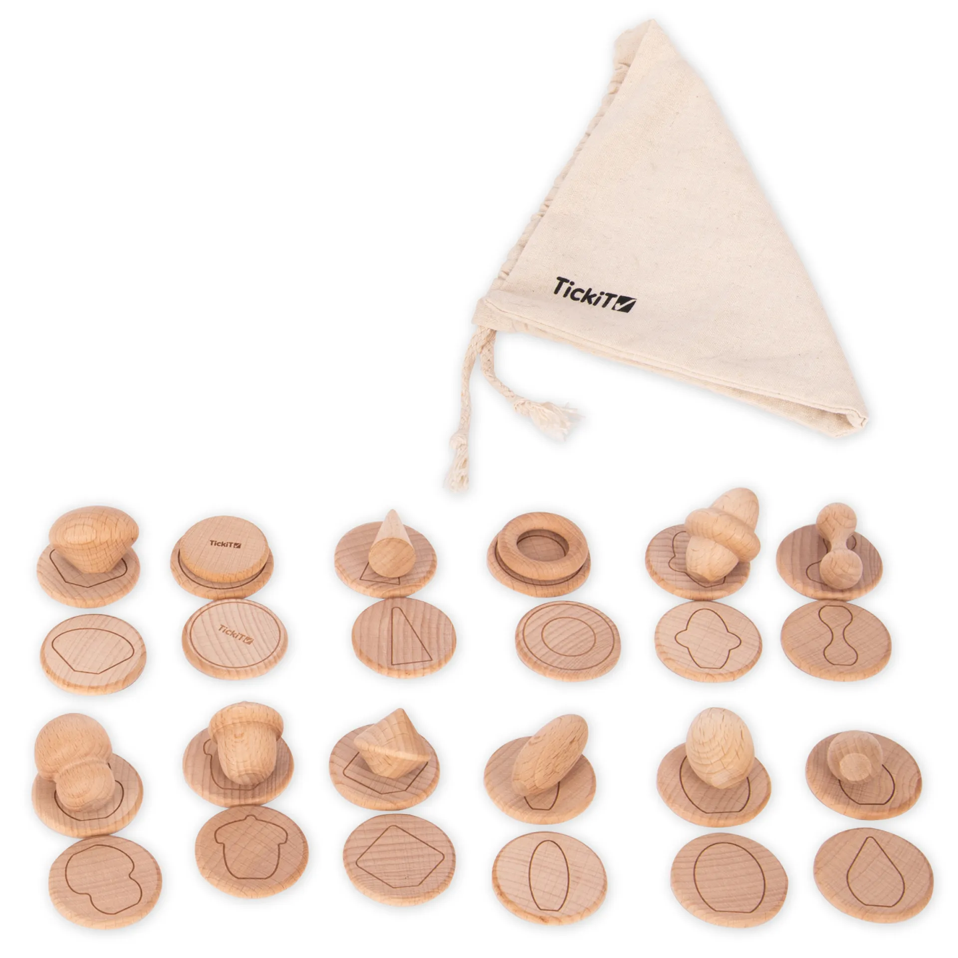 Tast- und Zuordnungsspiel "Holzfiguren-Schatz", 37-tlg.