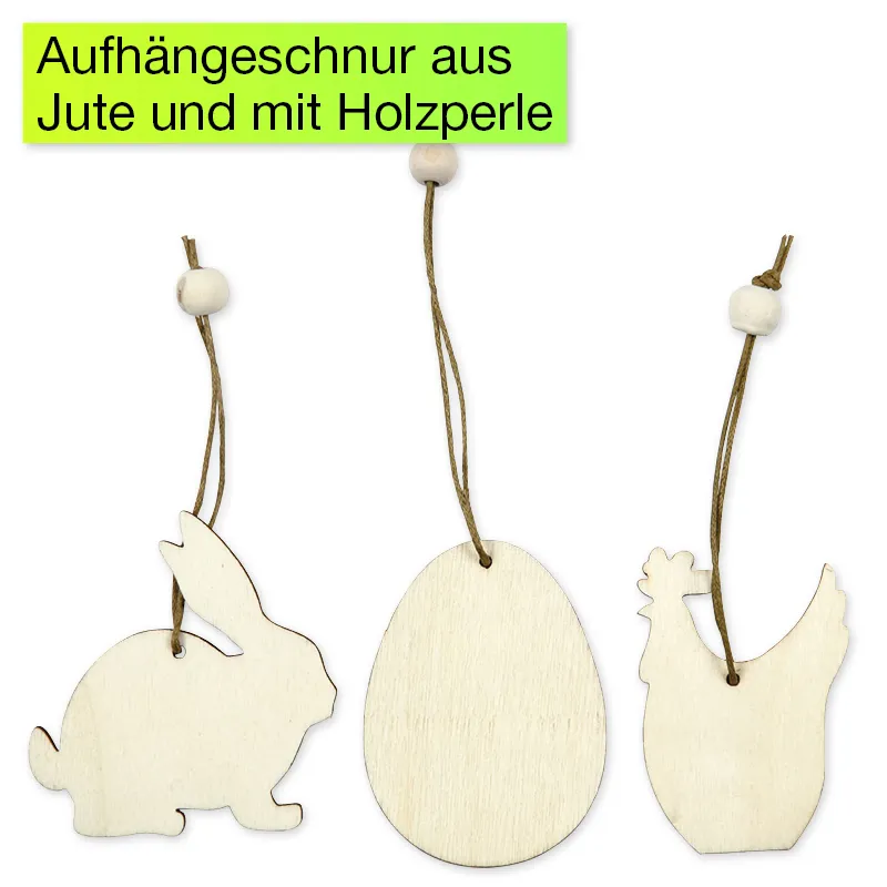 Osterschmuck aus Holz, 9-tlg.