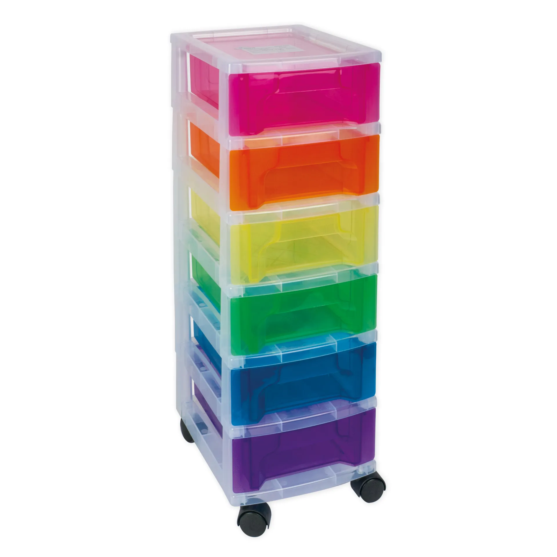 TimeTEX Schubladen-Box "Regenbogen", 6-farbig mit 4 Lenkrollen