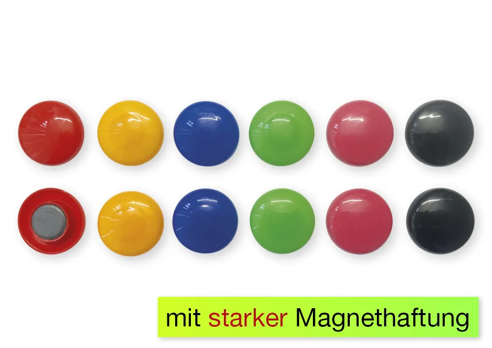 Set Haft-Magnete 30 mm ø, farbig sortiert, 12-tlg.