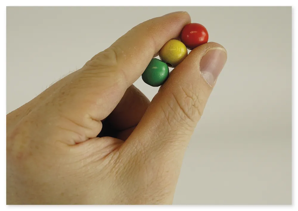 Perlen 12 mm, je 20 x rot, gelb, grün, blau