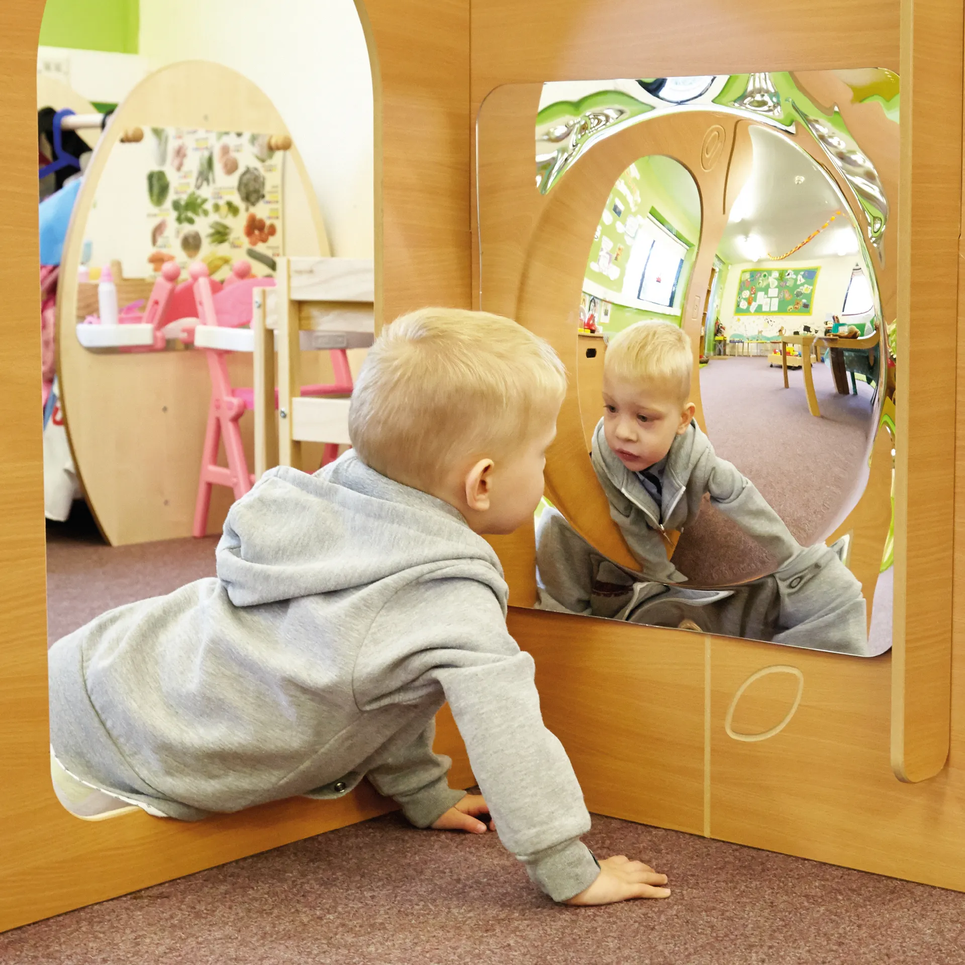 Spiegel mit 1 Kuppel, 49x49 cm