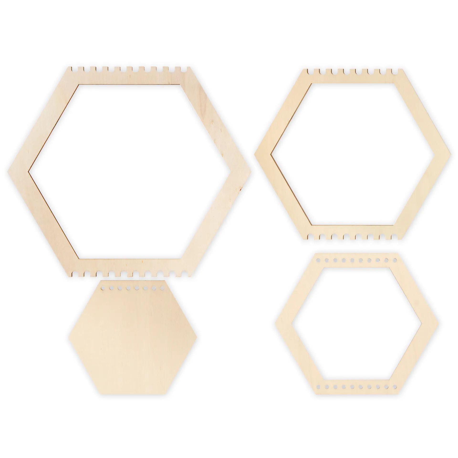 Web- und Fädelwaben aus Holz, 8 Stück